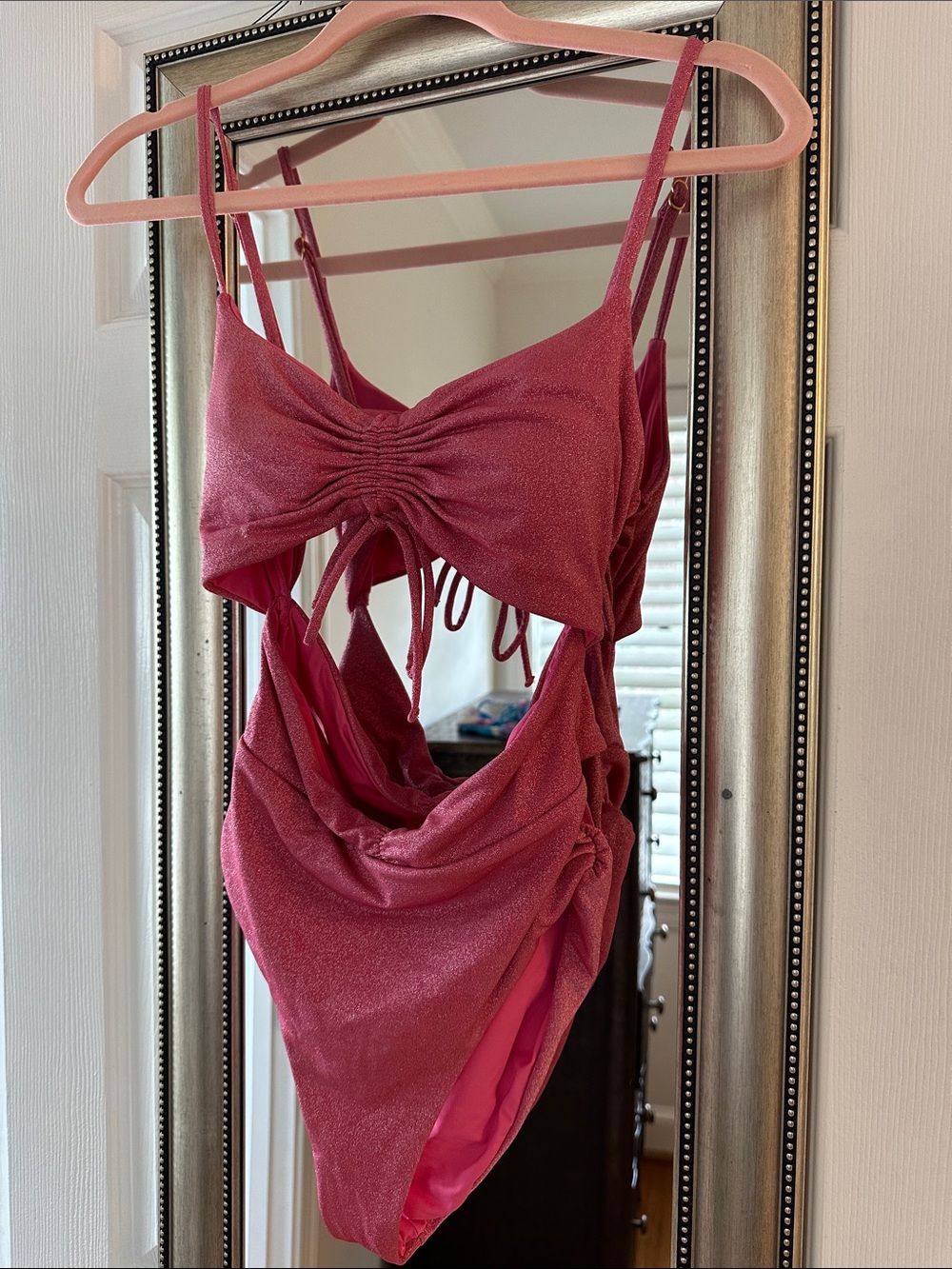l*space Pink Ruched Cutout One-Piece Swimsuit